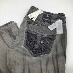 Rock Revival Mens Armory Biker Distressed‎ Jeans Black Size 44 x 33.5 NWT